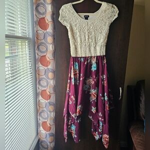 Rue21 Cream Lace and Purple Floral Dress